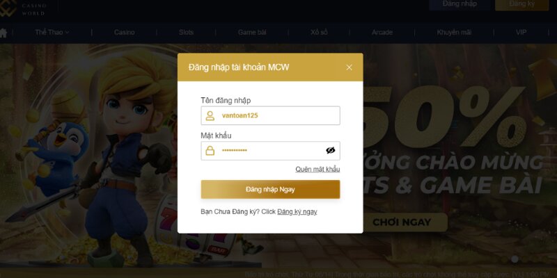 Những bước đăng ký casinomcw tạo tài khoản hội viên mới